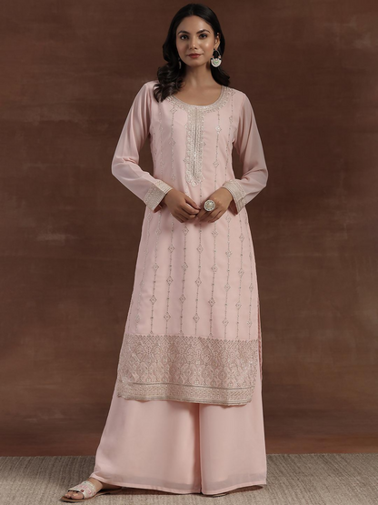 Women's LB Peach Embroidered Georgette Pakistani Suit