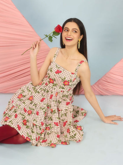 Dhiyona AY Women's Floral Print Fit & Flare Mini Dress