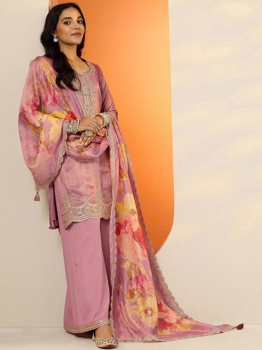 Dhiyona LL Women Floral Embroidered Regular Thread Work Kurta with Palazzos & With Dupatta
