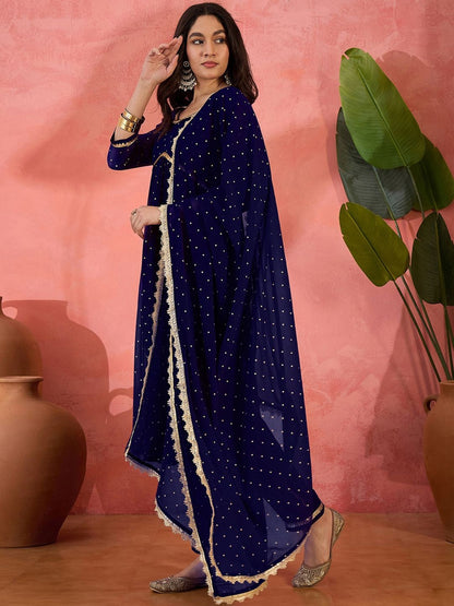 Women Ethnic Motifs Printed Panelled Gotta Patti Kurta Sets