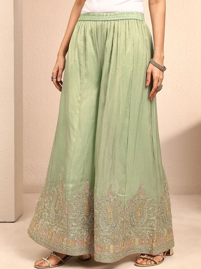 Dhiyona LL Women Ethnic Motifs Embroidered Regular Thread Work Kurta with Palazzos & With Dupatta