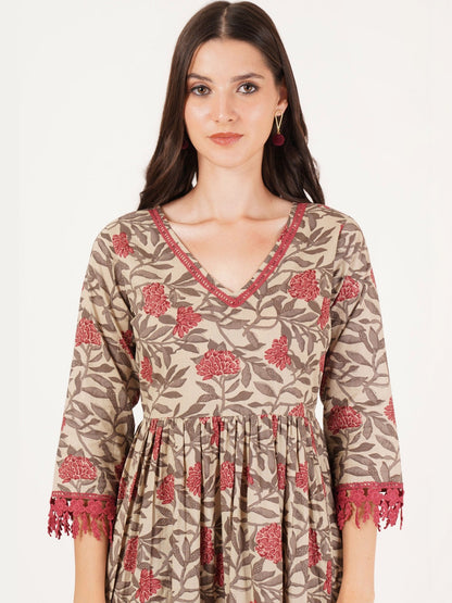 Women Floral Printed Regular Pure Cotton Kurta with Palazzos