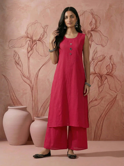 Regular Mirror Work Pure Cotton Kurta with Palazzos