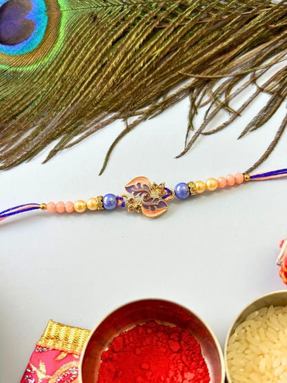 Dhiyona 4pcs Purple Stone Beaded Thread Rakhi