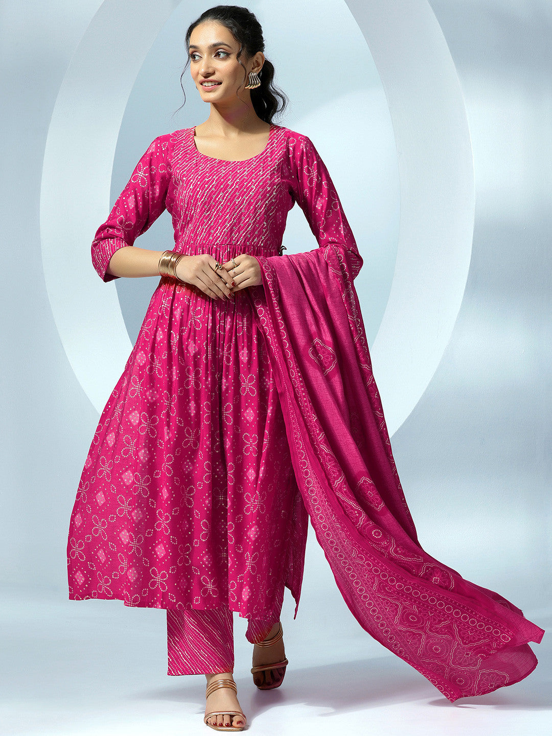 Women Ethnic Motifs Printed Empire Kurta with Trousers & With Dupatta