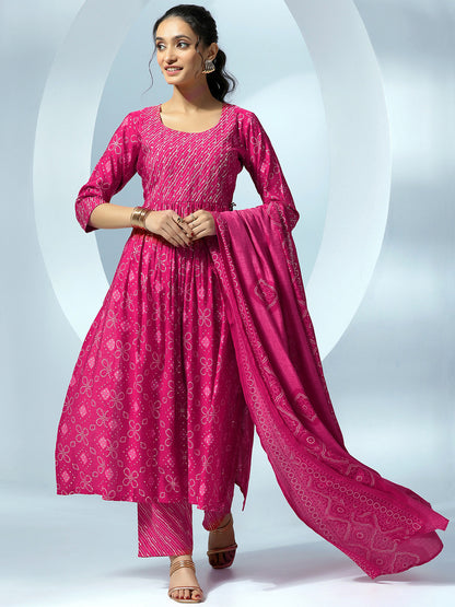Women Ethnic Motifs Printed Empire Kurta with Trousers & With Dupatta