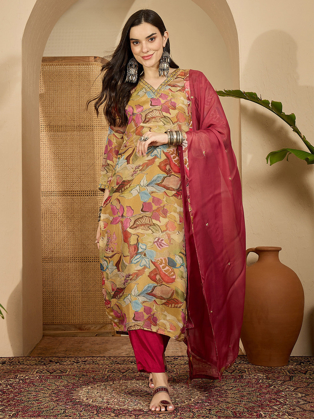 Printed Straight Kurta Sets With Dupatta