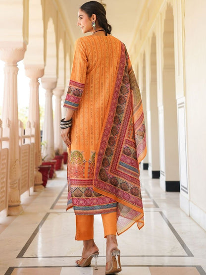 Dhiyona KL Women Ethnic Motifs Printed Regular Kurta with Trousers & With Dupatta