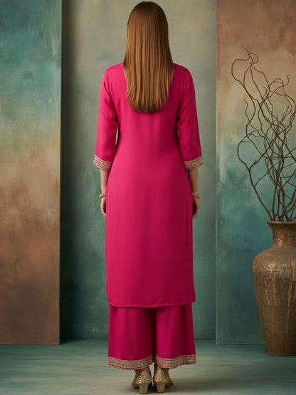 Dhiyona SN Embroidered Round Neck Kurta & Sharara Kurta Set