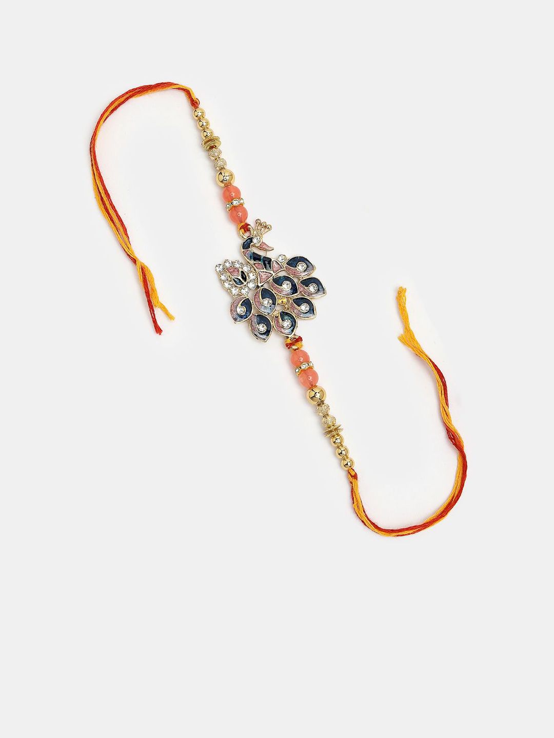 Dhiyona Stones Studded And Beaded Bhaiya Bhabhi Rakhis With Roli Chawal Chandan & Mishri