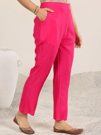 Yoke Design V Neck Kurta With Trousers & Dupatta