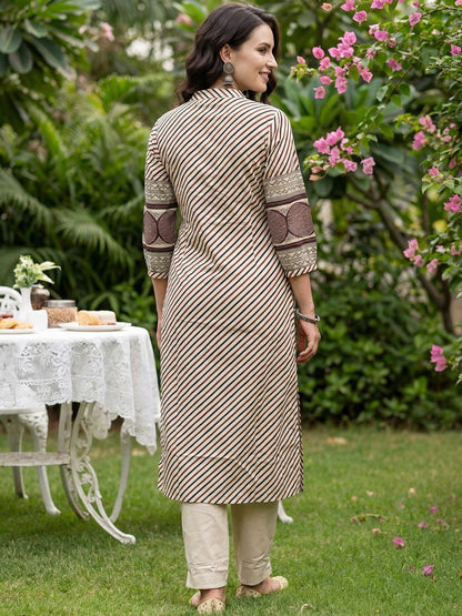 Women Printed Regular Mirror Work Pure Cotton Kurta with Trousers