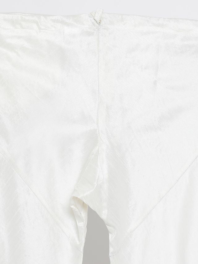 Men's Cream Silk Blend Straight Kurta Pyjama Set
