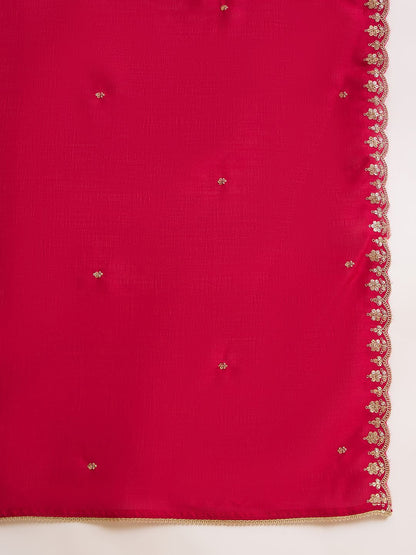 Dhiyona CH Women Zari Sequence Embroidered Kurta with Palazzos & Dupatta