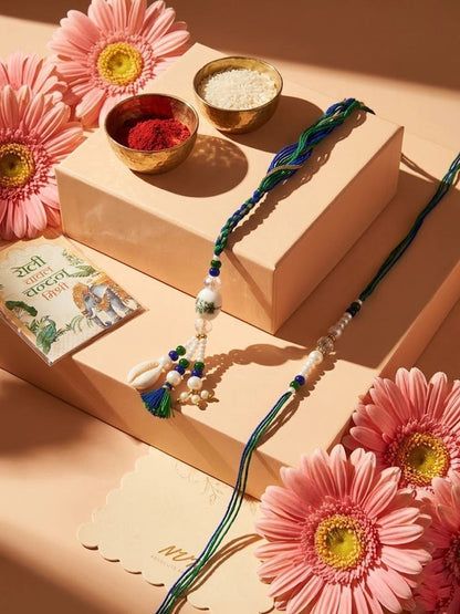 Dhiyona Set Of 2 Traditional Bhaiya Bhabhi Rakhi With Roli Chawal Chandan Mishri