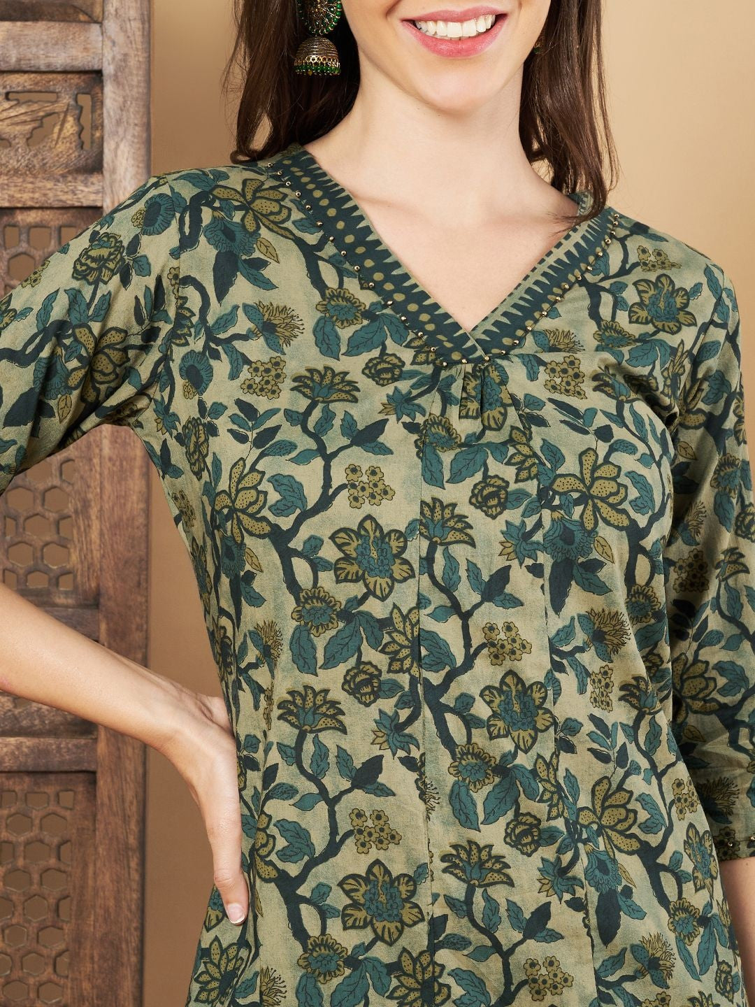 Women Floral Printed Regular Pure Cotton Kurta with Palazzos