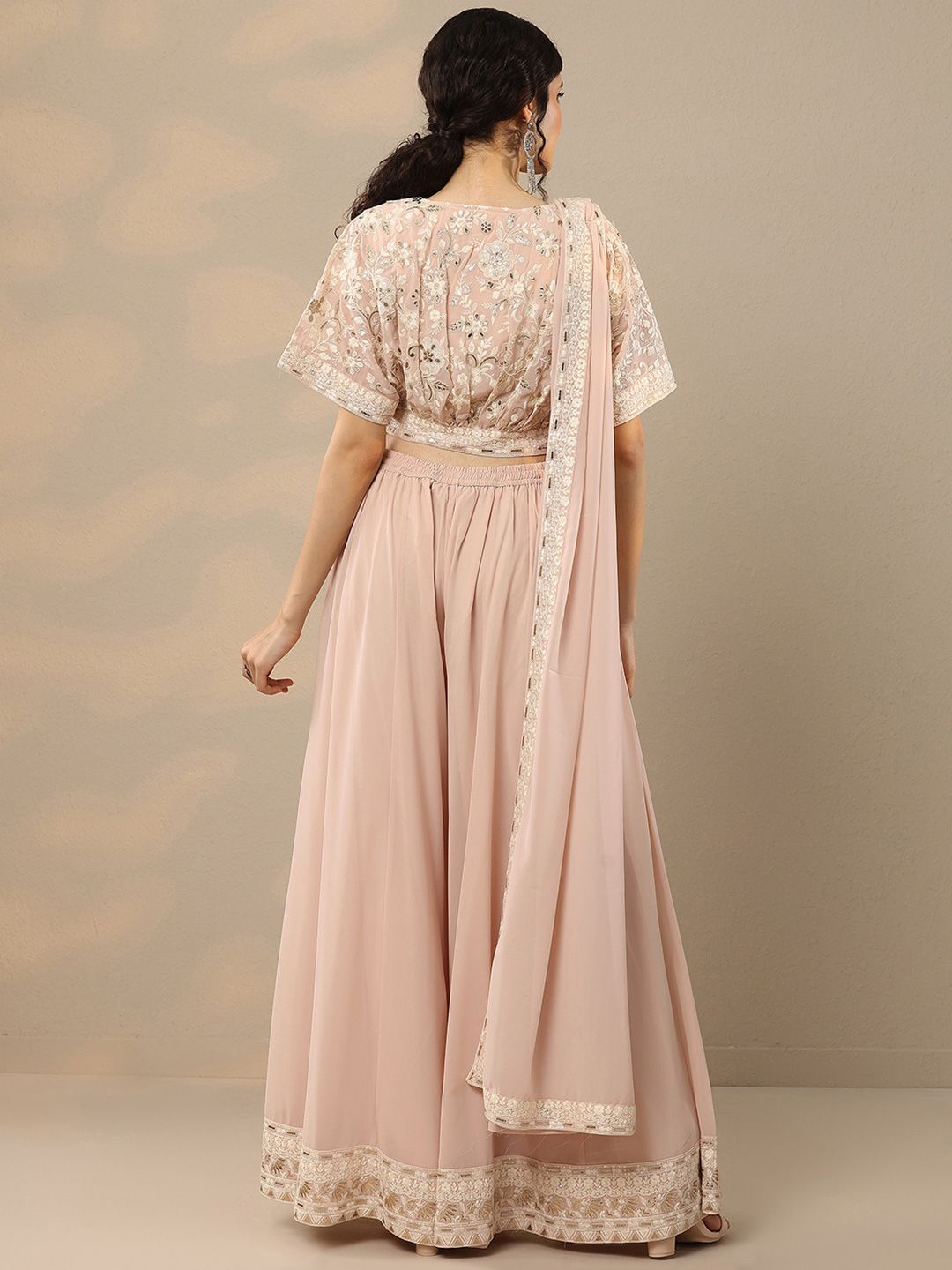 Dhiyona LL Ethnic Motifs Embroidered Top & Palazzo With Dupatta