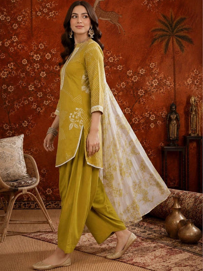 Women Cotton Printed Straight Farshi Salwar Suit Set