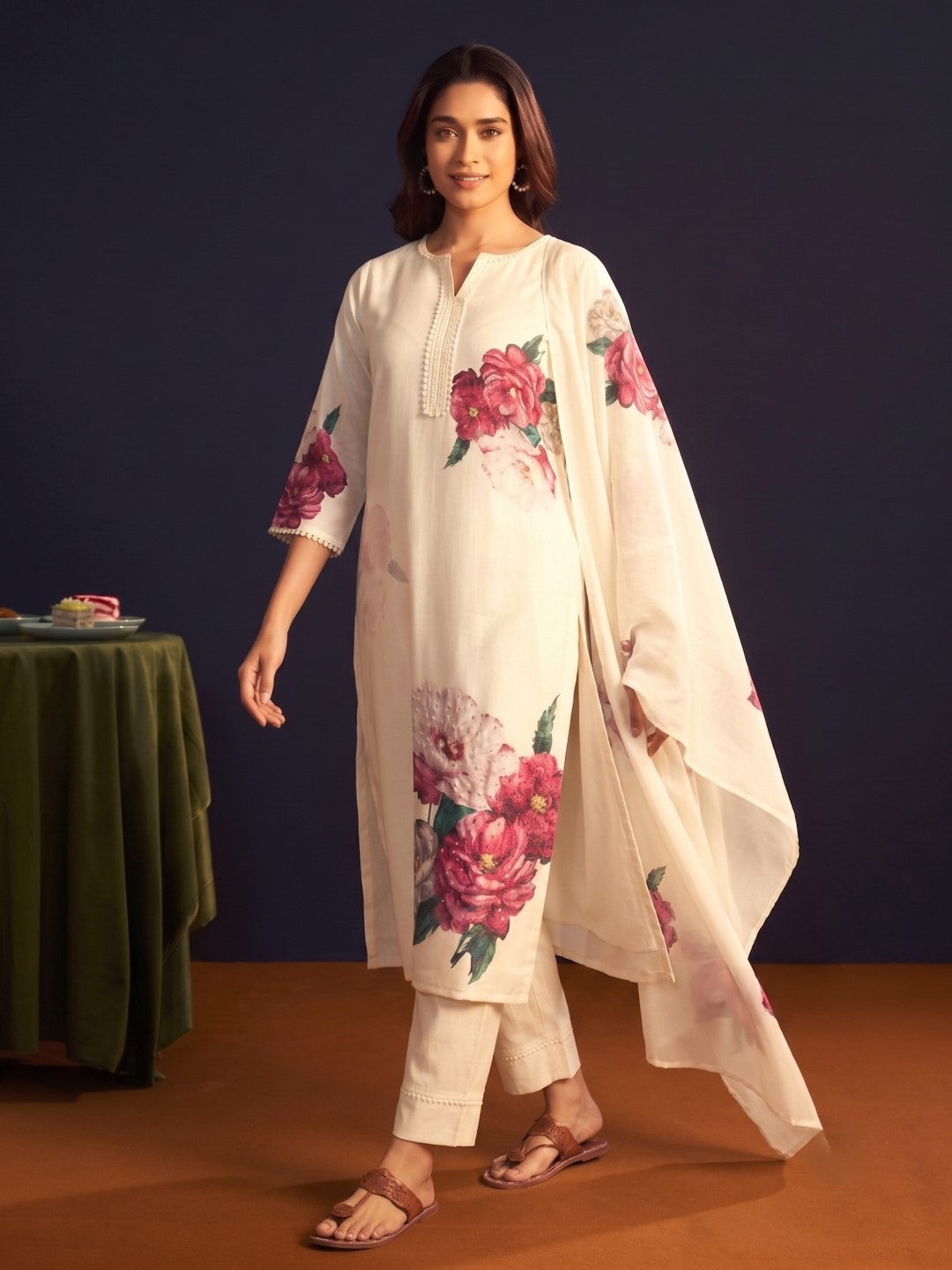 Itrh carnation cotton linen suit set