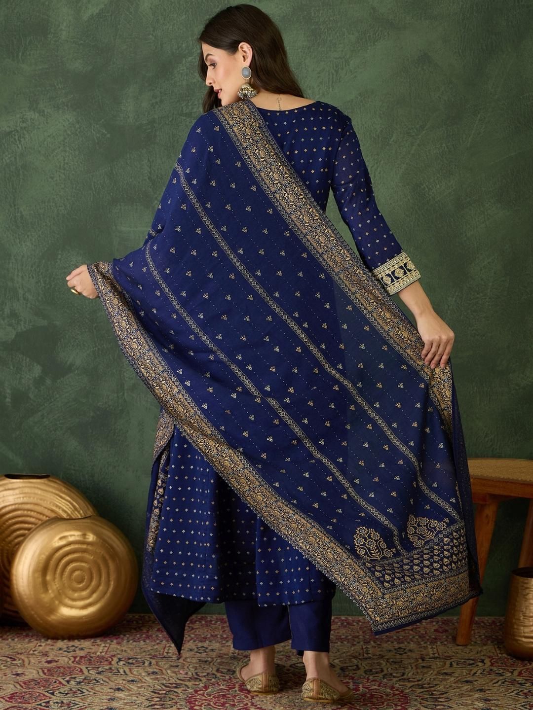 Dhiyona KL Women Blue Art Silk Embroidered Republic Day Republic Day Kurta Sets