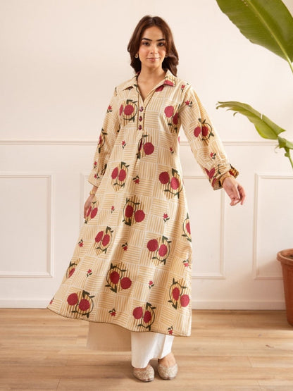 Karen sand Cotton kurta pant set