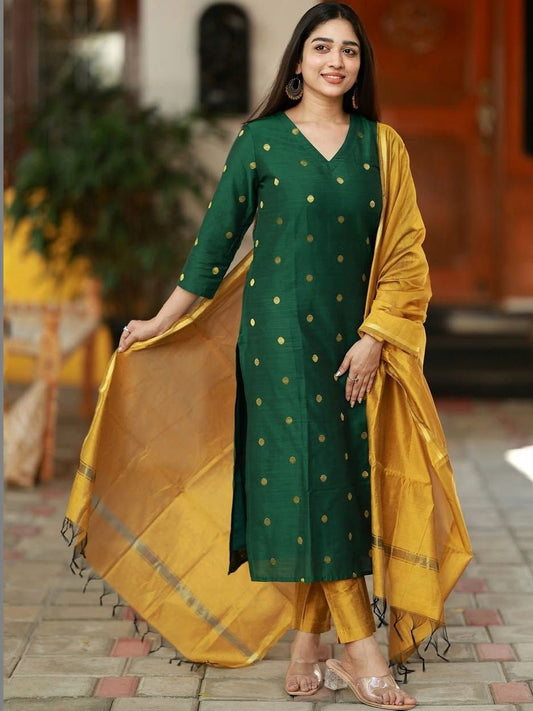 Dhiyona KL Women Regular Kurta with Trousers & With Dupatta