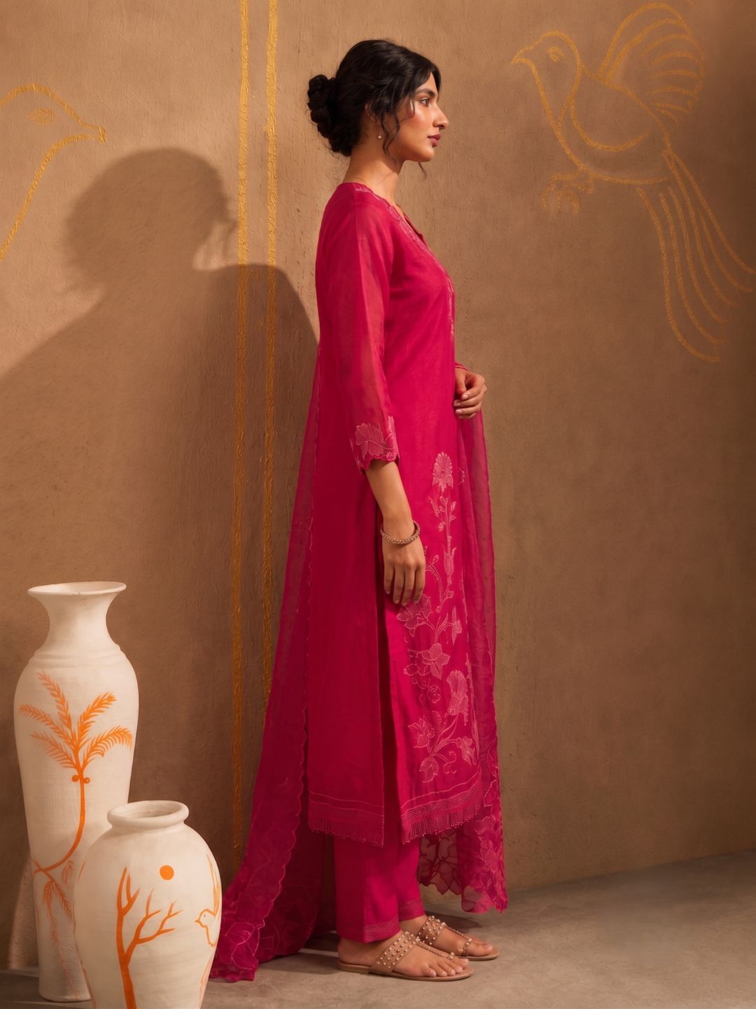 Bushra Taffy Lawn Full Work Suit Set
