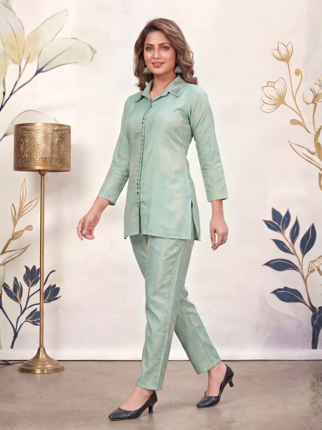 Divya Minty Mirror Work Co-ord Set