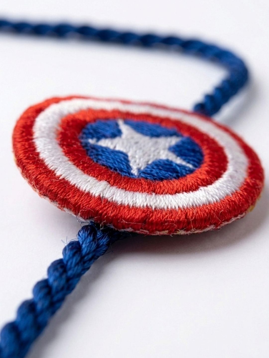 Dhiyona Stylish Red & Blue Avengers Design Kids Rakhi With Roli Chawal Chandan Mishri