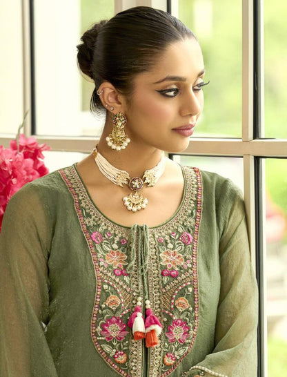 Prema fern embroidery jacket suit set