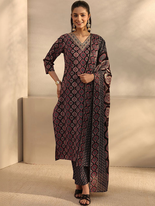 Women Ethnic Motifs Printed Regular Kurta with Trousers & With Dupatta