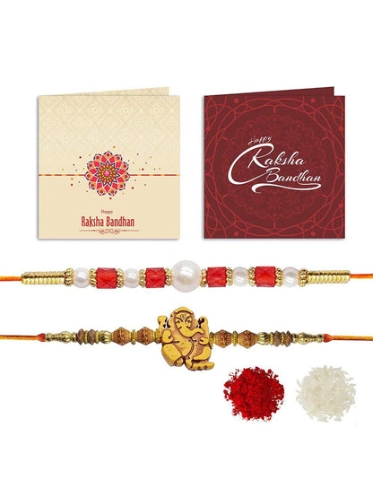 Dhiyona Unisex Set Of 2 Beaded Thread Rakhi