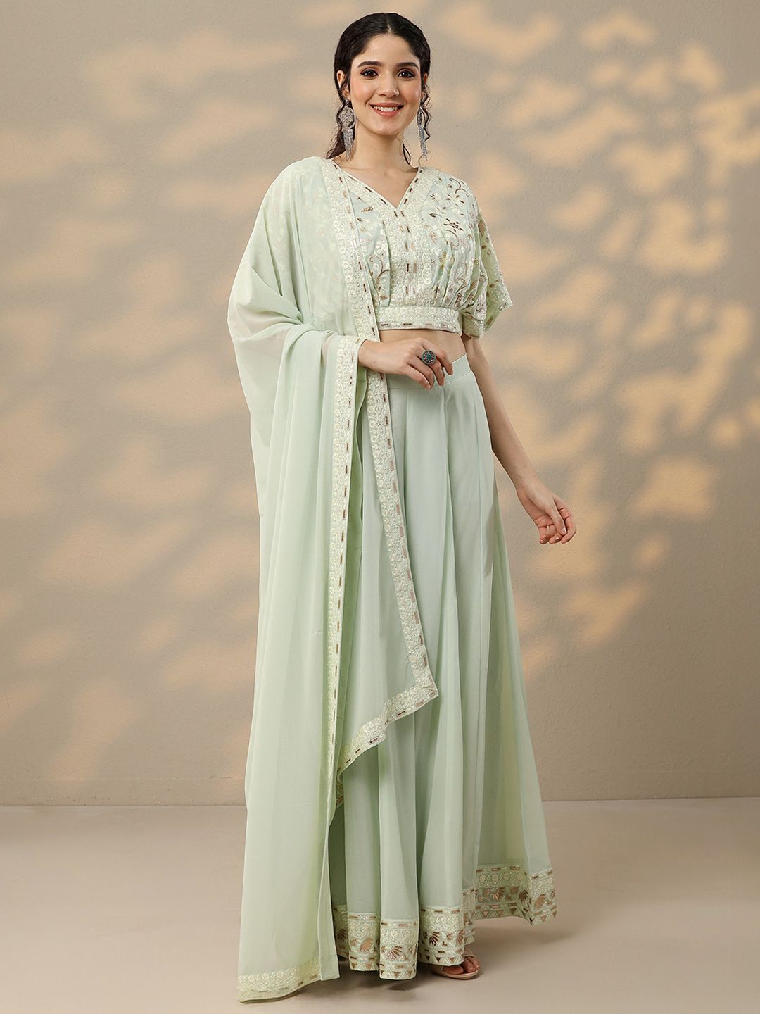 Dhiyona LL Ethnic Motifs Embroidered Top & Palazzos With Dupatta