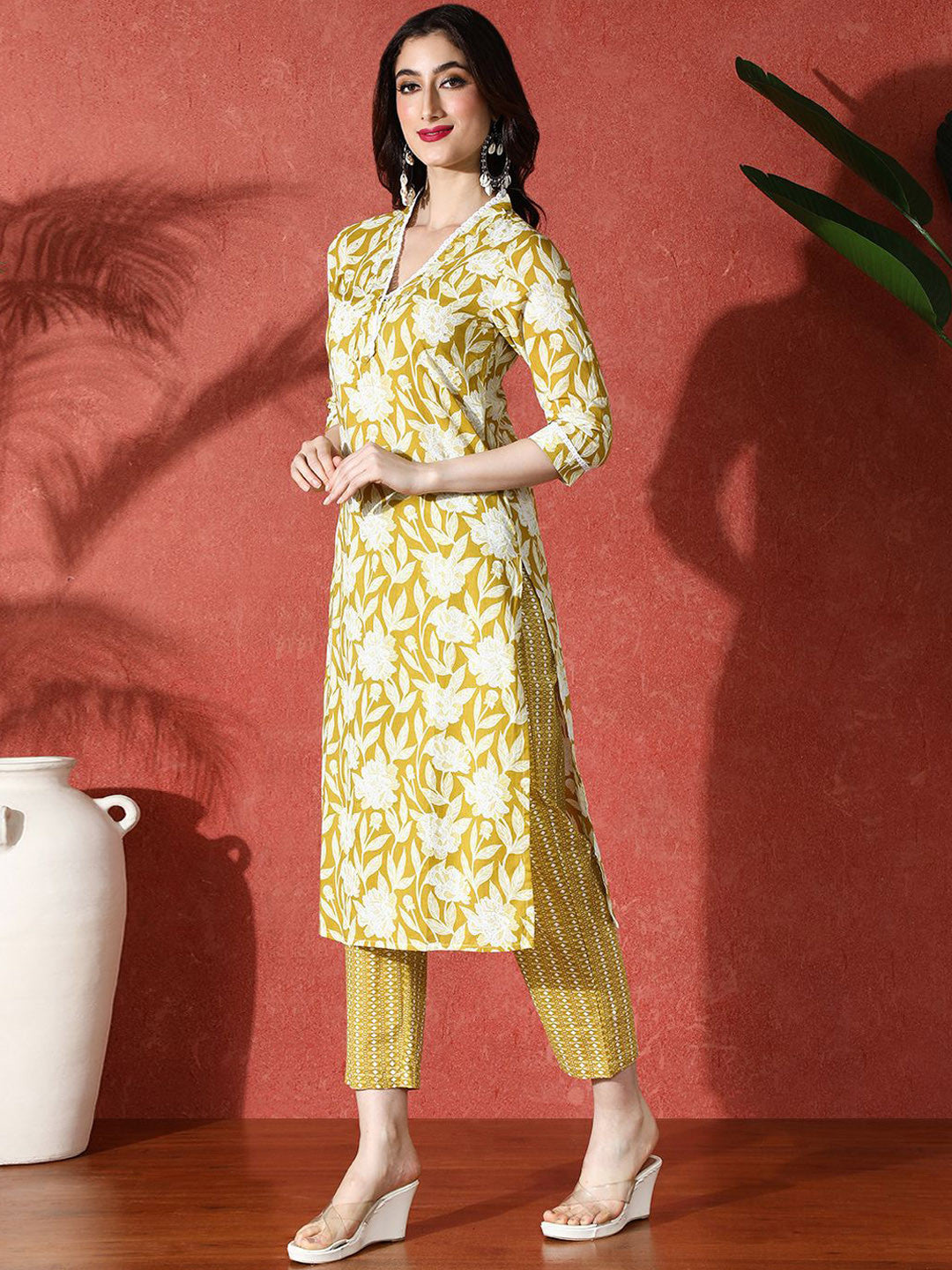 Embroidered Pure Cotton Kurta With Trouser