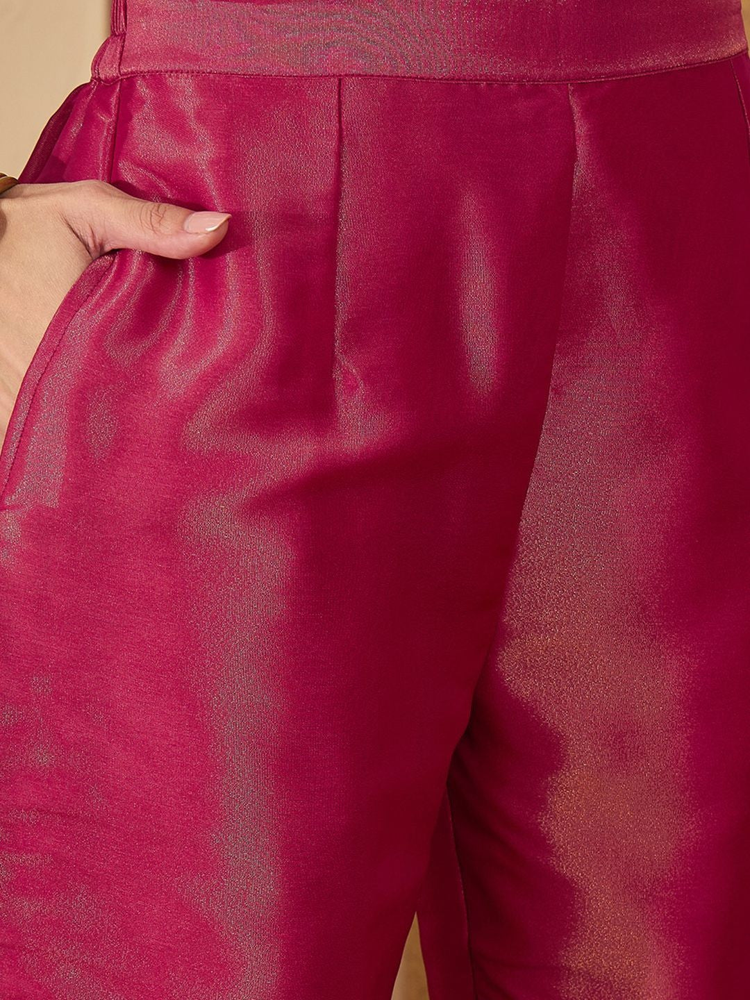 Women Magenta Sequence Embroidered Kurta Set