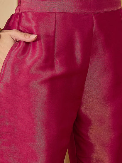 Women Magenta Sequence Embroidered Kurta Set