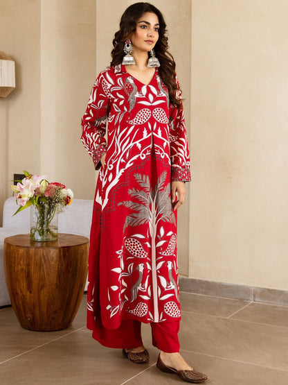 Dhiyona IE Printed V Neck Top With Trousers
