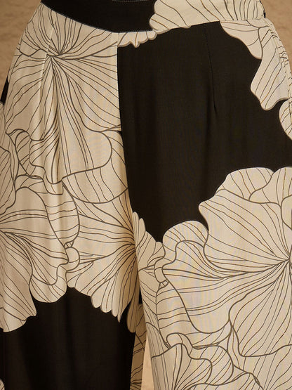 Floral Printed Round Neck Kurta & Trousers