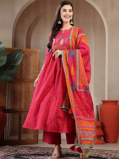 Printed Round Neck Kurta & Palazzos Kurta Set