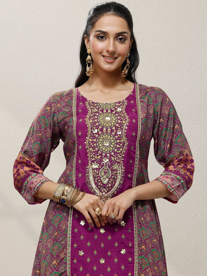 Dhiyona LL Women Ethnic Motifs Printed Regular Sequinned Kurta with Palazzos & With Dupatta