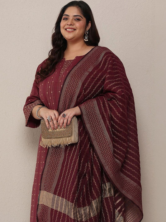 Dhiyona Women's Plus Size Ethnic Motifs Printed Kurta with Palazzos & Dupatta