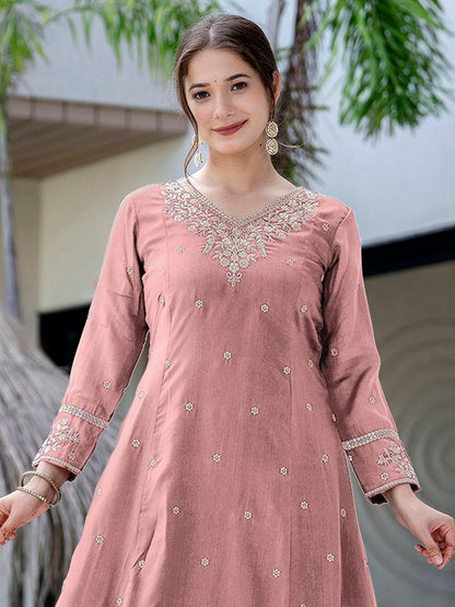 Dhiyona KL Women Ethnic Motifs Embroidered Regular Thread Work Kurta with Palazzos & With Dupatta