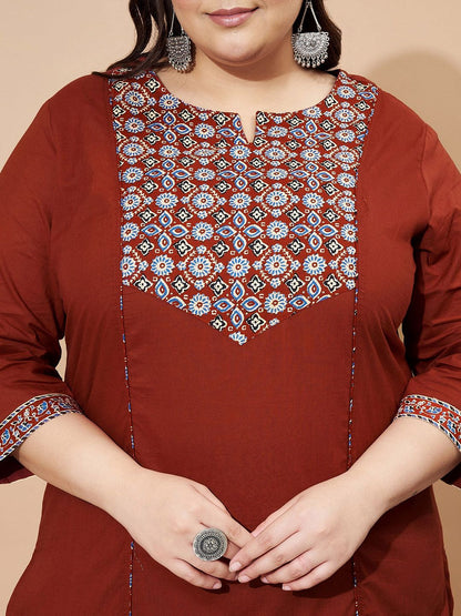 Dhiyona KL Women Floral Printed Regular Pure Cotton Kurta with Trousers and Dupatta