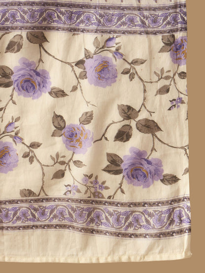 Floral Printed A-Line Sequinned Pure Cotton Kurta with Trousers & Dupatta