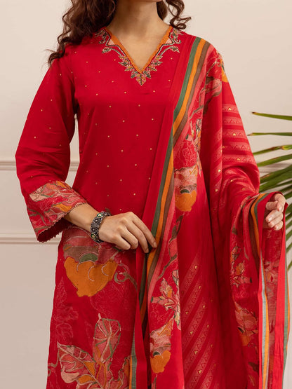 Dhiyona SN Floral Printed Straight Kurta With Palazzos & Dupatta