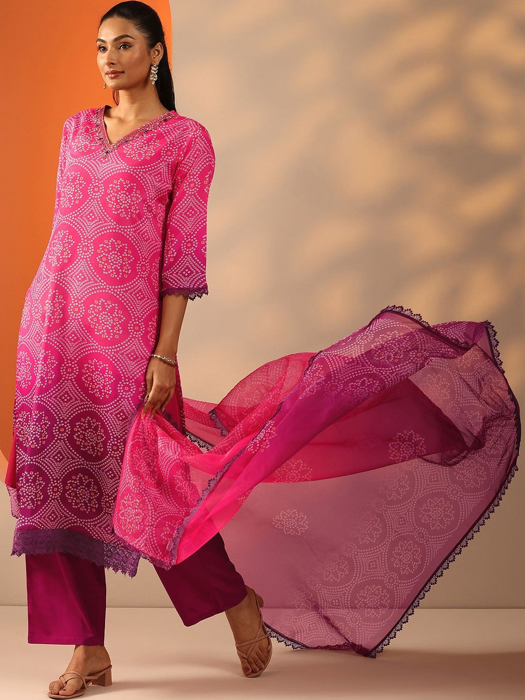Women Ethnic Motifs Printed Regular Kurta with Trousers & With Dupatta