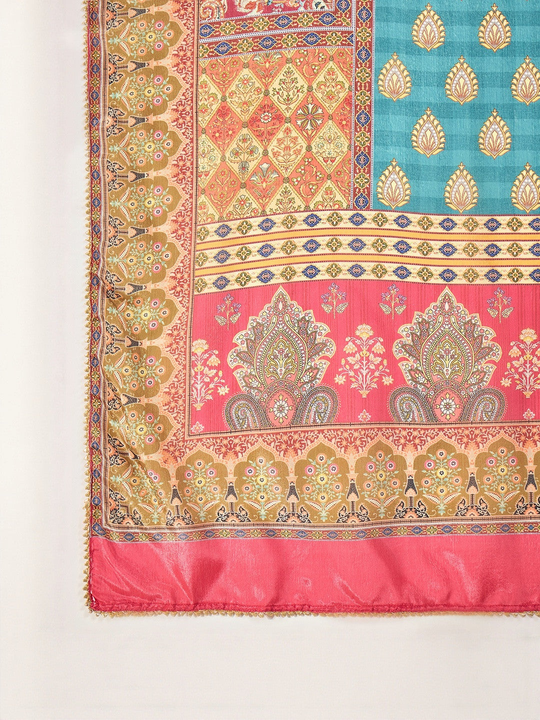 Women Silk Blend Embroidered Kurta Sets With Dupatta