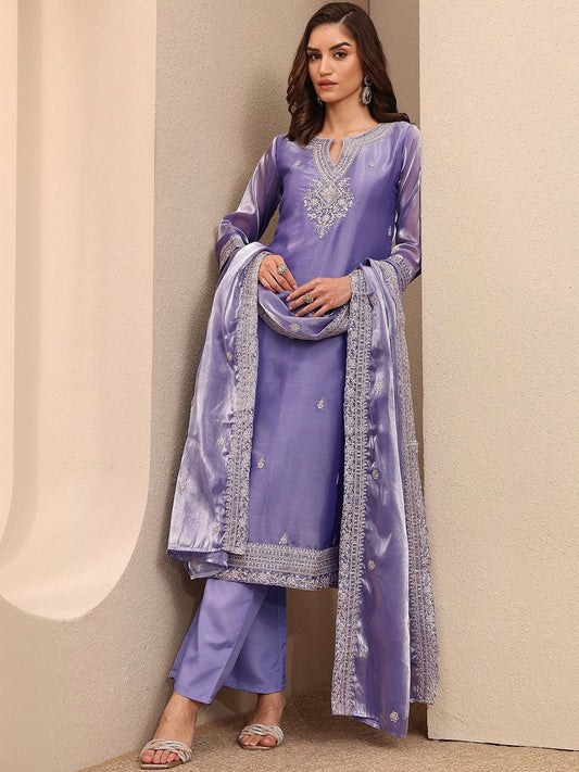 Women Ethnic Motifs Embroidered Regular Kurta with Trousers & With Dupatta