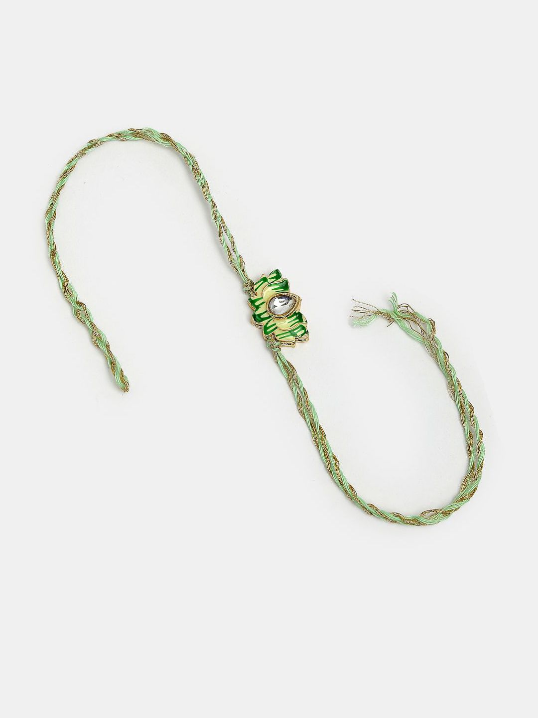Dhiyona Kundan Studded And Beaded Lotus Shape Bhaiya Bhabhi Rakhis With Roli Chawal