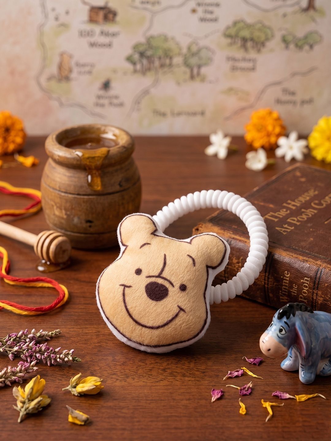 Anouk Kids Pooh Character Artificial Beads Rakhi With Roli Chawal Chandan Mishri